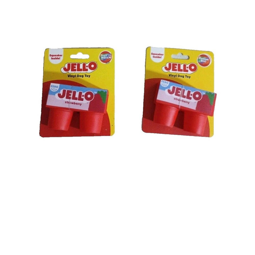 2 Jell-O Strawberry Squeaky Vinyl Dog Toy LIMITED EDITION